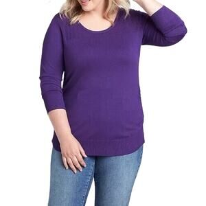 Lane Bryant Sweater Illusion Collection Ruched Side Slimming Purple Sz 22/24
